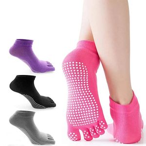 Five Toes Sports Yoga Sock with Non-slip Rubble Soles for Lady Pilates Ballet Heel Dance Compression Socks Colorful Women Floor Socks