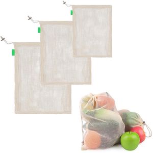 Hanging Baskets 3PC/1PC Eco Friendly Vegetables Bag Reusable For Fruits Storage Produce Large Medium Small Cotton Mesh