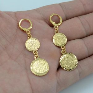 Orecchini pendenti Anniyo Moneta antica per donne arabe Ottone color oro Musulmano Islamico Islam Girl # 003102