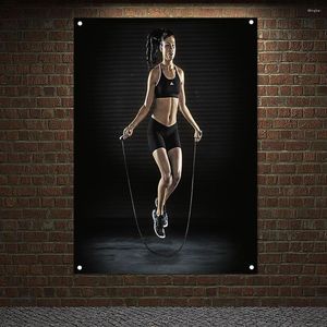 Wall Stickers Rope Skipping Gym Decor Inspirational Poster Tapestry Workout Hanging Muscular Body Banners Flags Boxing Fitness