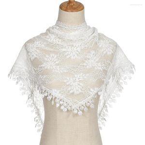 Scarves Women Triangle Scarf For Prayer Shawl Embroidered Lace Veil Floral Tassel Veils Mantillas The 's