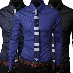 Camisas casuais masculinas camisa de negócios camisa casual de mangas compridas camisetas sociais masculino Men Argyle Luxury Business Style Slim Fit Dress Shirt 230207