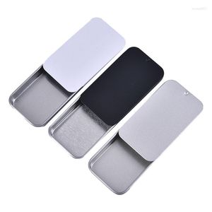 Storage Boxes Mini Iron Box Slide Cover Wedding Jewelry Cases Portable Tin Container Cosmetic Organizer