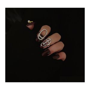 Bandringar cool vind h￶g k￤nsla fingertopp ring minoritet design nagel kvinnlig mode personlig dekoration kvinnlig designer 1856 t2 dr dh7hz