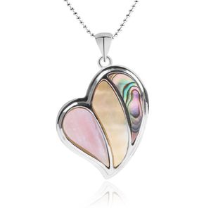 Pendant Necklaces Wholesale Natural Abalone Shell Splicing Model Love Heart Necklace Pink White Shellfish Mixed Color Jewelr Dhgarden Dhm5J