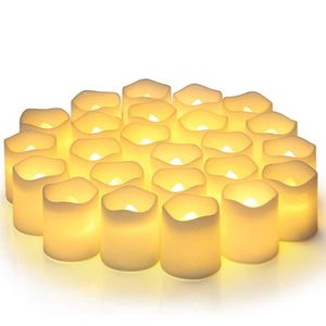 Candele 24PcsSet Candela LED senza fiamma Creativo ing Led Tea Light Candela senza fiamma bianca calda Halloween Decorazioni natalizie a lume di candela 230206