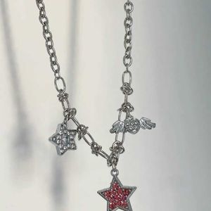 Harajuku doce fresco de strass brilhante colares pendentes pendentes de estrela para mulheres y2k fofo coração anjo asas de colar jóias presente 0206