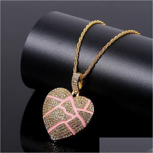 Pendant Necklaces Hip Hop Necklace European And American Personality Heart Breaken Shape Male Female Couple Alloy Models Dro Dhgarden Dhejs