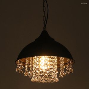 Lampade a sospensione Crystal Half Ball Lights Retro Loft Light Bar Ristorante Soggiorno Cafe Pub Club Hall Dining Aisle Chandelier