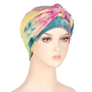 Scarves African Women's Turban Head Wraps Tie Dye Braid Ruffle Beanie Cap Chemo Pre-Tied Print Stretch Cover