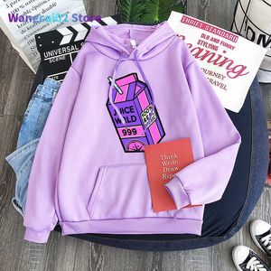 Herrtröjor tröjor kawaii juice wrld hoodies tråd tröjor juice wrld tryck fäll rap regnbåge fel juice värld överdimensionerade kvinnor vinter hoodies 020723h