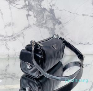 Bolsa de ombro da moda europ￩ia e americana preto couro 5A Designer de luxo de qualidade 224 Zipper Bolsa de inverno Retro Crossbody Bag Tote Cylinder Shape