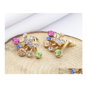 Stud Bow Earring Korean Jewelry Diamond Earrings Crown Colorf i Mtiple Colors Drop Delivery Dhztn