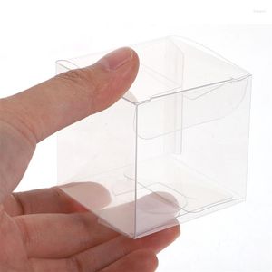 Geschenkpapier 50 stücke 5x5x5 cm Klare Kunststoff-PVC-Verpackungsbox Transparente Süßigkeiten für Hochzeitsfeier Aufbewahrungsorganisator Wohnaccessoires 2023