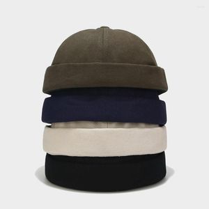 BERETS 2023 MEN STREET CARICOR DOCKER SAILOR HAT LOOP BEANIE BRIMLESS CAP FASION UNISEX PUMPKIN NAVY CHAPEU MEN'S HATS