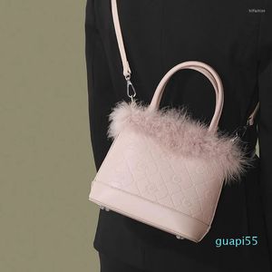 Akşam çantaları moda sahte kürk kadın peluş kova çantası tatlı bayanlar portatif crossbody case günlük kadın çanta çanta omuz