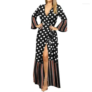 Sukienki swobodne seksowne jesień długie kobiety sukienka bohemiczna szlafrok femme vintage impreza ubrania mody mody maxi eleganckie vestidos