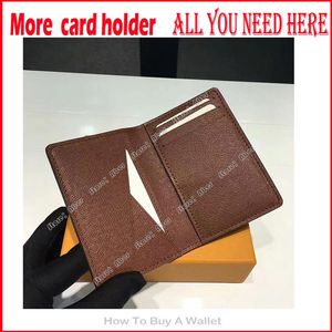 Fantastiskt korthållare allt du behöver här Pocket Organizer NM Luxurys designers plånböcker Mens riktiga läder plånböcker Kreditkortshållare W327E