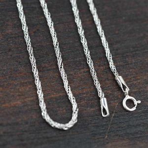 Pingente Thai Retro Cordão para Mulheres S925 Sterling Long Chain Teave Colares