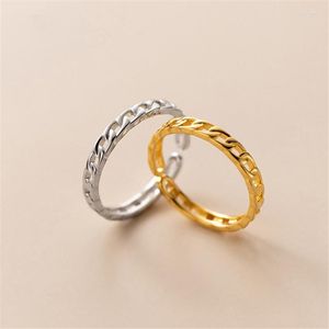 Pierścienie klastrowe Sterling Srebrny pierścień żeńska prosta pusta łańcuch Kluczowy chłodny modny palec dla kobiet Anilloscluster Brit22