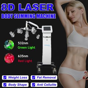 Máquina de emagrecimento corporal a laser 8D 532nm 635nm Laser duplo luz verde vermelha perda de gordura remoção de peso anticelulite contorno corporal equipamento de beleza uso de salão doméstico