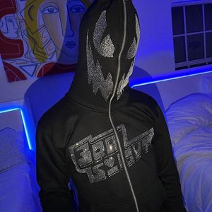 Erkek Hoodies Sweatshirts y2k Giyim Sokak Giyseni Erkekler İskelet Büyük Boy Y2K Zip Up Sonbahar Goth Ceket Grunge 230206