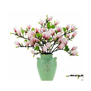 Ghirlande di fiori decorativi Alta imitazione Film Feel Magnolia Simation Flower Decorazione finta Soggiorno Portico Tavolo Goccia di plastica Dhjnv