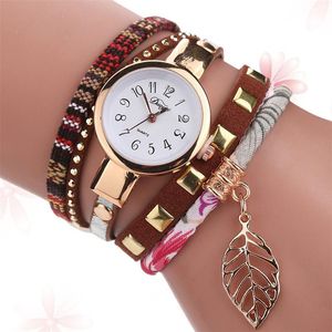 Armbandsur Duoya Classic Women Quartz Watch Lady Armband Wrist Dress Watches Wristwatch (Coffee)