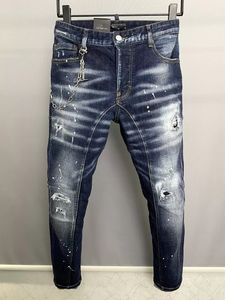 DSQ2 Mens Jeans Lüks Tasarımcı Blue Jeans Sıska Yırtık Serin Adam Nedensel Delik Denim Moda Markası Fit Jeans Erkekler Yıkanmış Pantolon Renk 509