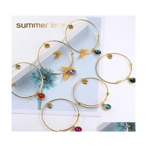 Braccialetti di fascino Birthstone Vintage Gold Espandibile Wire Love Bracciale Braccialetti per le donne Fai da te Bangle Amico Regali di compleanno all'ingrosso D Dh2Ko