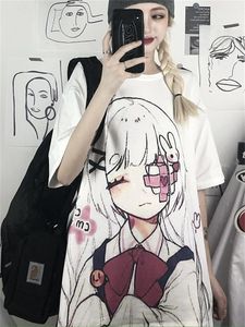 女性のTシャツアニメガール画像印刷女性トップTシャツ韓国スタイル夏の甘いファッションTシャツプレッピーカップル服OneckTee230206