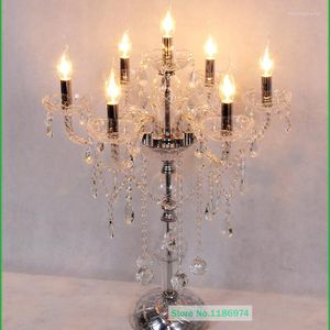 Lampy stołowe duże szklane świecznik Crystal Work Dest Light Restaurant Wedding Candle Holders