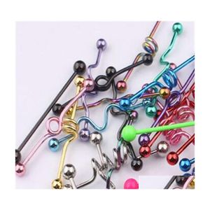 Tongue Rings Bar T01 20Pcs Mix Style Color Acciaio inossidabile Industrial Barbell Ring Body Piercing Jewelry Zvzna Drop Delivery Dh35N