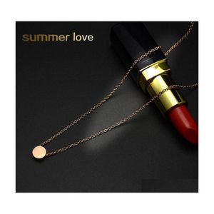 Pendant Necklaces 316L Stainless Steel Small Circle Heart Pendants Necklace For Women Girlfriend Rose Gold Sier Chian Party Jewelry Dhjts