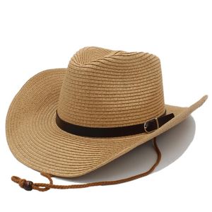 Boinas tamanhos de pai-filho Homens homens homens palha sólida chapéus de cowboy ocidental larga abordagem sunhat summer taps sombrero viagens ao ar livre beachberets