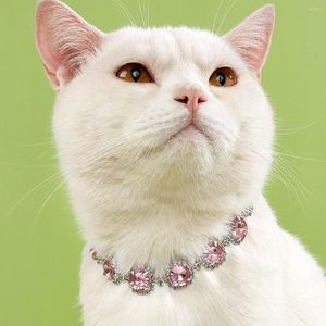 Dog Apparel Pieces Pet Rhinestones Necklaces With Crystal Heart Small Cat Bling Diamond Collar For Birthday Party Wedding