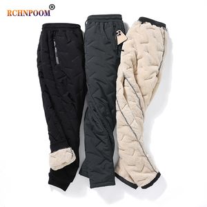 Calça masculina de inverno Lambswool quente espessura de moletom de moletom de moda de moda de água de água calça casual masculina mais calças de lã para plus size 230207