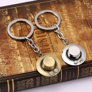 Keychains Hsic One Piece Keychain Ace Hat 3D Vintage Pendants Key Chains Metal Keyring Anime för fans Souvenirer 11939 Fred22