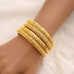 Bangle 4pcs 24k Dubai kan öppna silver armband Modersmycken Etiopiska armband för kvinnor Arabiska afrikanska bröllopsmycken Party Gifts
