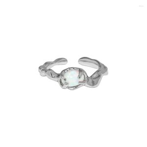 Cluster Ringe CHOZON S925 Sterling Silber Offener Ring Frauen Glänzende Unregelmäßige Opal Finger Klassische Luxus Hochzeit Statement Schmuck Anel