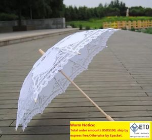 30pcs 2017 New solid color lace parasols Bridal wedding umbrellas white color available