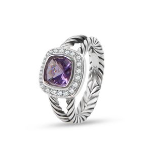 Ring Amethyst with Zircon Fashion Design Women's Wedding Engagement Rings