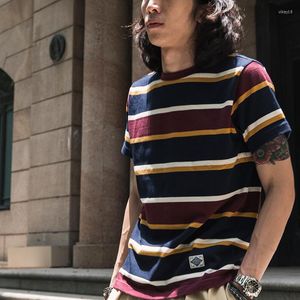 Men's T Shirts NON STOCK Ivy Style Border T-Shirts Rugged Big-Stripe Short Sleeve Tee