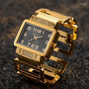 Wristwatches Fashion Women Watches 2023 Luxury Gold Silver Wristwatch Top Brand Bracelet Rectangle Dial Gift For Montre FemmeWristwatches Th