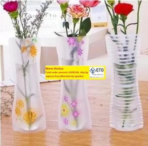 Kırılamaz katlanamaz yeniden kullanılabilir plastik çiçek vazo yaratıcı katlanır sihirli pvc vazo karışımı renk ev dekor