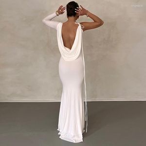 Casual Dresses Zoctuo Women Elegant Long Sleeve Party Club Evening Bodycon White Dress 2023 Fall Clothing Partihandel för företag