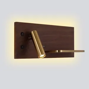 벽 라이트 침실 램프 LED 전화 무선 충전기 선반 침대 옆 머리판 읽기 현대 로프트 룸 USB Luminaire Wood Bed