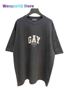 T-shirt maschile Luxury Gay Pride Stamping Women Men Thirts Tees Hiphop Uomini Tannocchia di oversize Casuals 020723H