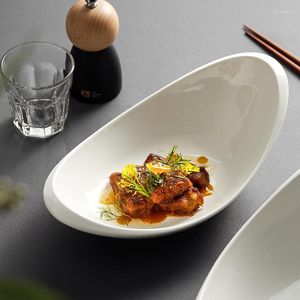 Tallrikar vit keramisk platta skål hem specialformad senior sense oval el restaurang tabell kreativ middag