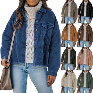 Women's Jackets For Women 2023 Denim Corduroy Button Loose Jacket Turn-dowm Lapel Vintage Coats Chaqueta Mujer
